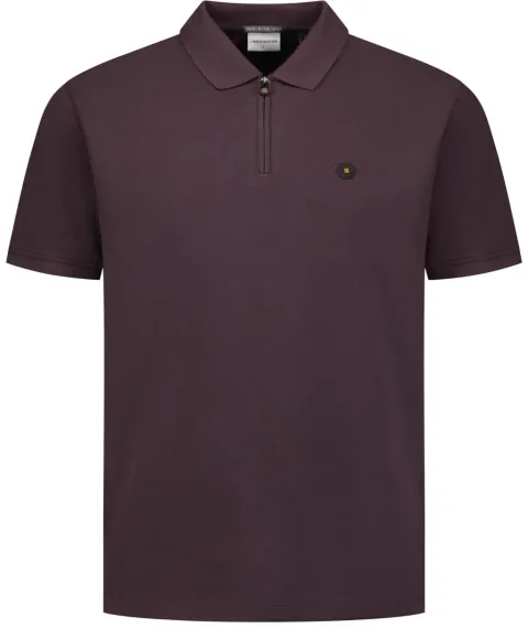 No Excess Half Zip Polo Shirt Brown maat L