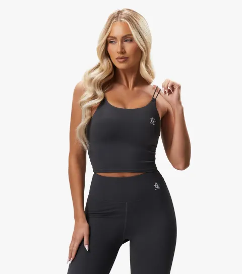 Dark Grey Longline Strappy Sports Bra