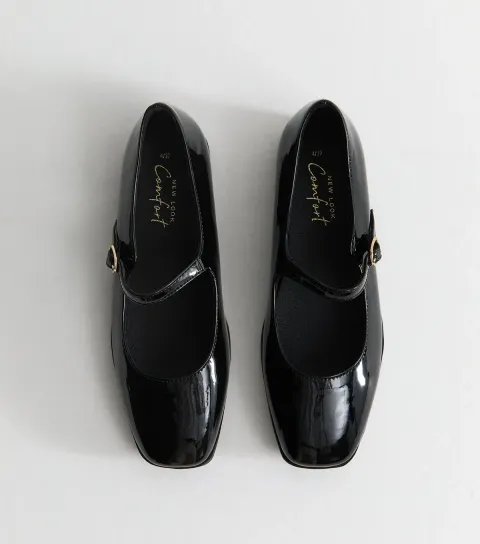 Black Patent Faux Leather Mary Jane Pumps Vegan