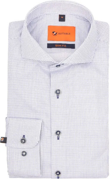 Suitable Shirt Checks Navy Blue Dark Blue size 38
