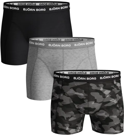 Björn Borg Cotton Stretch Boxers 3-Pack Black Grey maat M