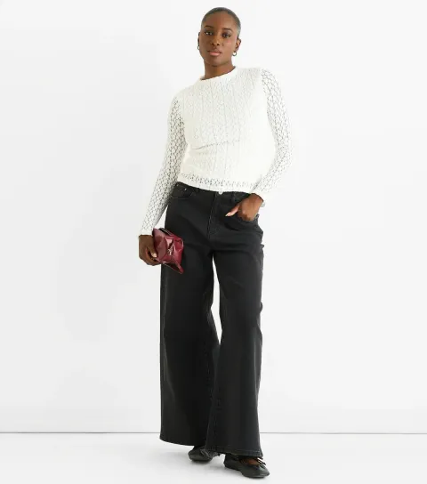 White Lace Long Sleeve Top