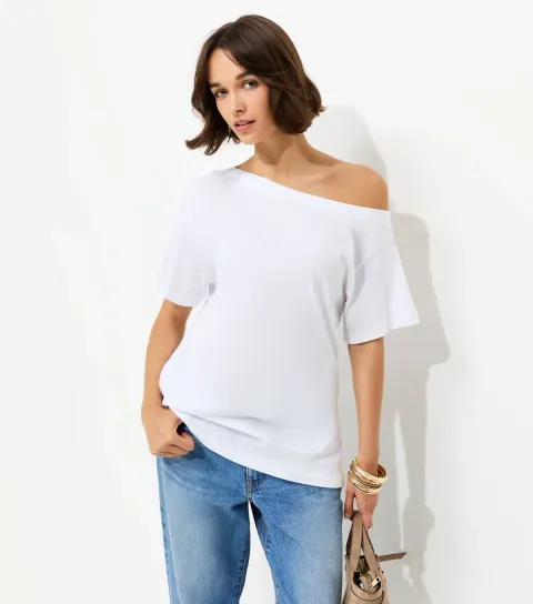 White Off The Shoulder T-Shirt