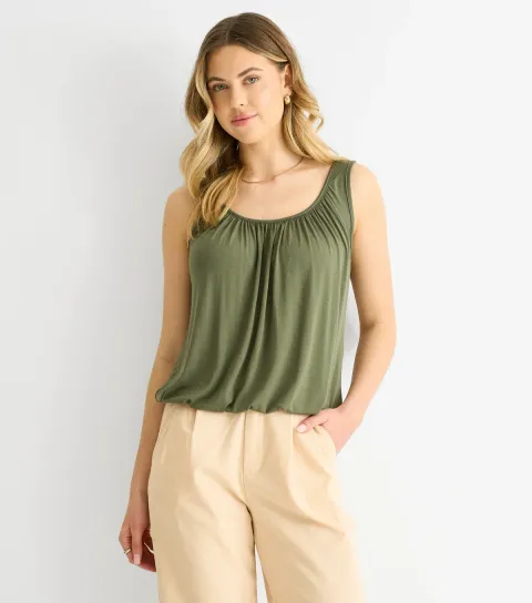 Khaki Oversized Vest Top