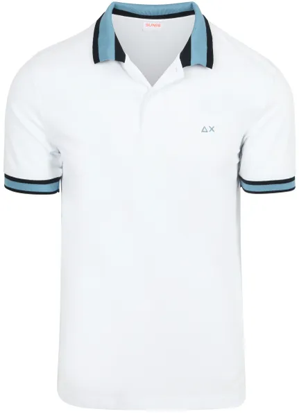 Sun68 Polo Shirt Multistripes Collar White maat L