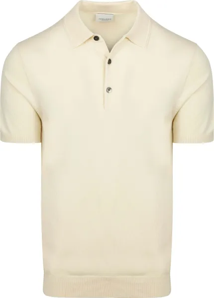 Profuomo Knitted Polo Shirt Ecru Beige Off-White maat L