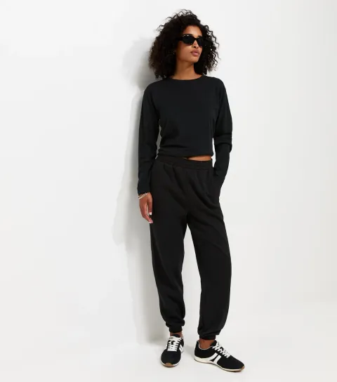 Black Cotton Rich Cuffed Joggers