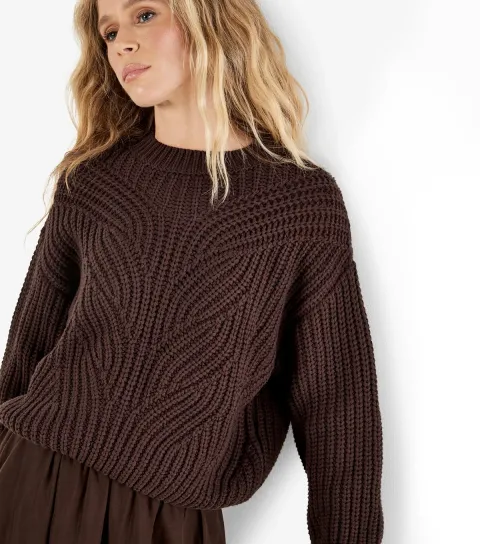 Brown Chunky Cable Knit Jumper