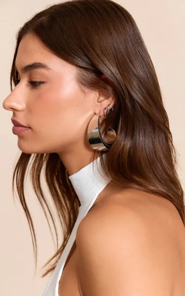 Silver Smooth Multi Layered Hoop Earrings