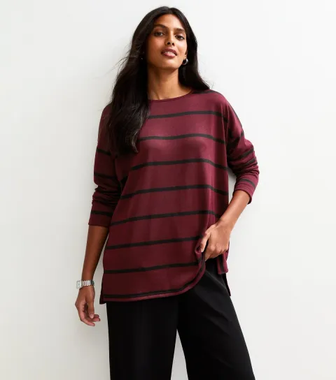 Red Soft Touch Striped Long Sleeve Top