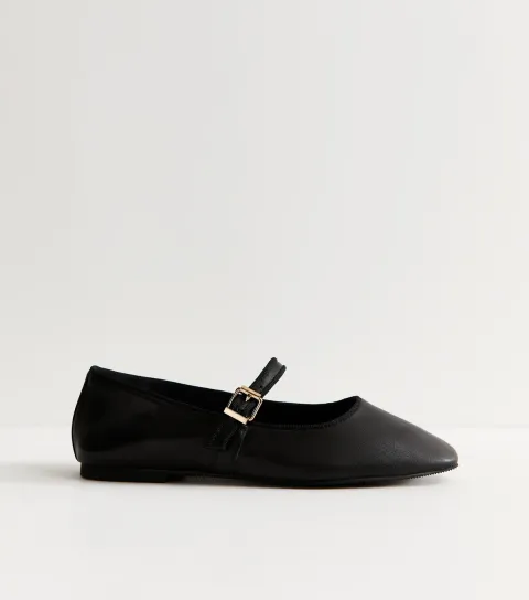 Premium Real Leather Black Mary Jane Flats