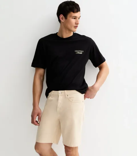 Cream Denim Shorts