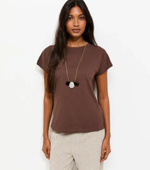 Dark Brown Grown On Sleeve T-Shirt