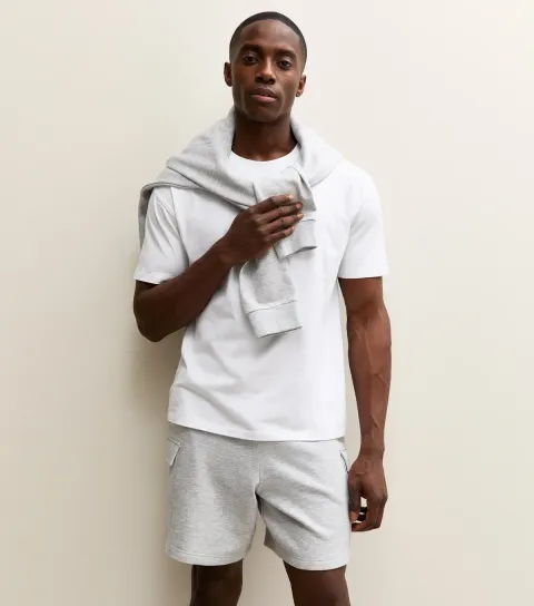 Grey Marl Regular Jersey Cargo Shorts