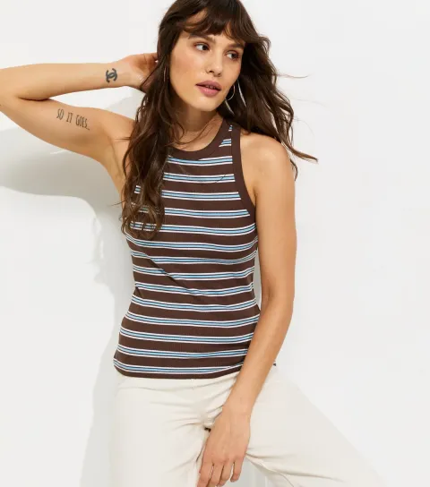 Tall Brown Striped Wide Leg Joggers