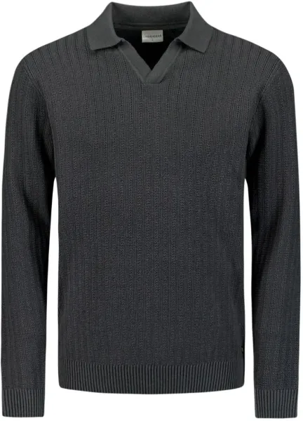No Excess Longsleeve Polo Shirt Riva Anthracite Dark Grey Grey maat L