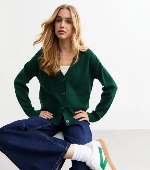 Green Button Knit Cardigan
