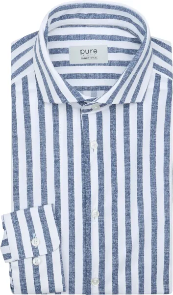Pure Shirt Linen Optics Stripe Blue size 38