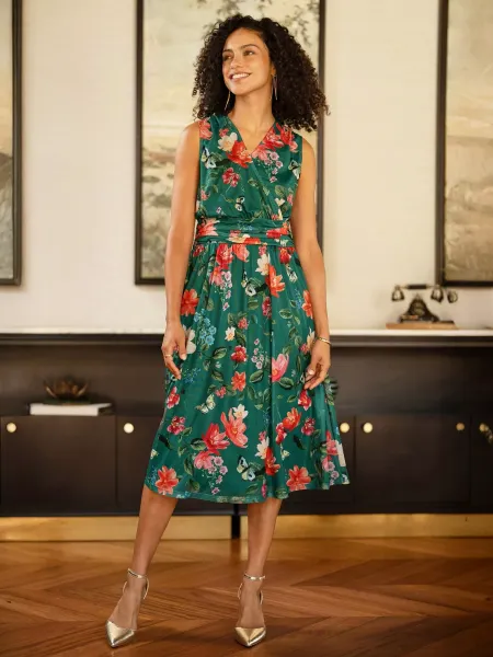 Yumi Blurred Floral Midi Dress