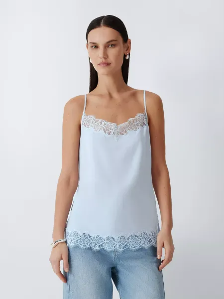 John Lewis Pure Silk Lace Trim Cami Top