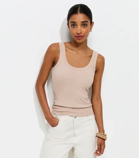 Mink Cotton Rich Scoop Neck Vest Top