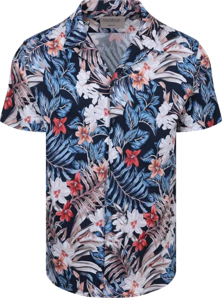 Desoto Short Sleeve Shirt Festival Navy Blue Dark Blue Multicolour maat L