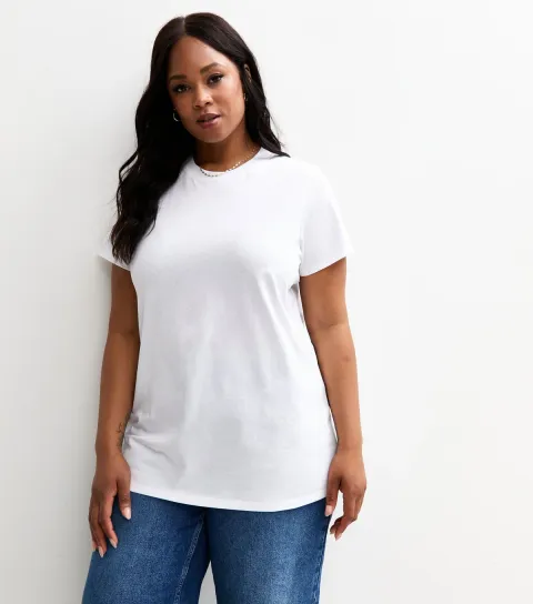 Plus Size White Short Sleeve T-Shirt Curves