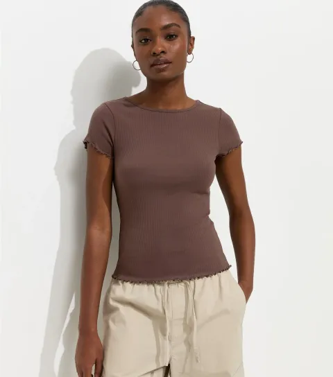 Dark Brown Cotton Rich Ribbed Babylock T-Shirt