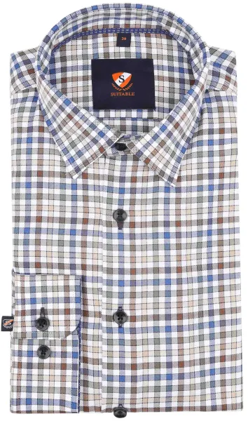 Suitable Shirt Checkered Multicolour Brown Green size 38