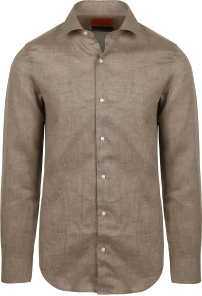 Suitable Shirt Linen Taupe Brown size 38