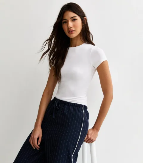 White Crew Neck Short Sleeve Bodysuit