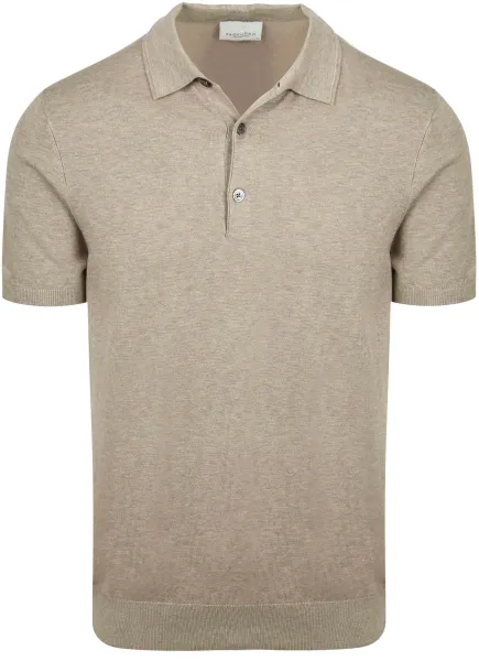 Profuomo Knitted Polo Shirt Beige maat L