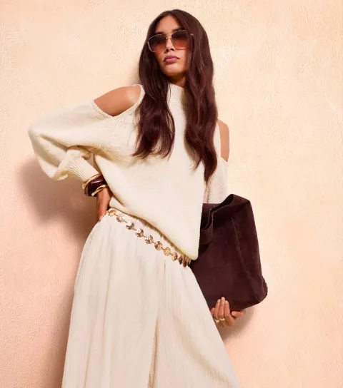 Cream Open Shoulder Jumper