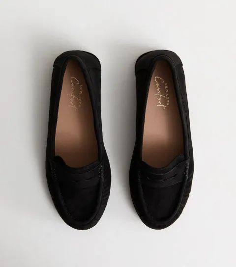 Black Faux Suede Loafer Vegan