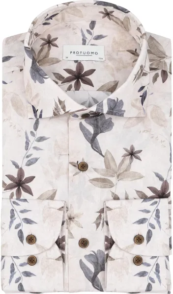 Profuomo Shirt Floral Print Multicolour Beige size 38