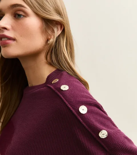 Burgundy Rib Jersey Long Sleeve Top
