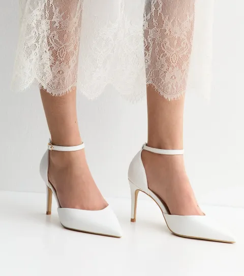Extra Wide Fit White Ankle Strap Court Shoes Vegan