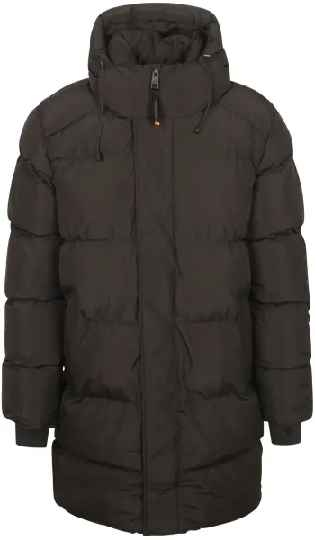 Superdry Long Puffer Jacket Hooded Black maat L