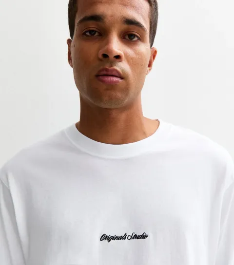 White Regular Logo Long Sleeve Crew Neck Top