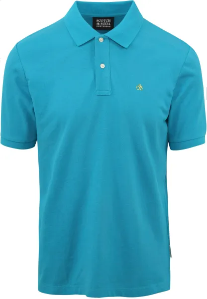Scotch and Soda Pique Polo Blue Turquoise maat M