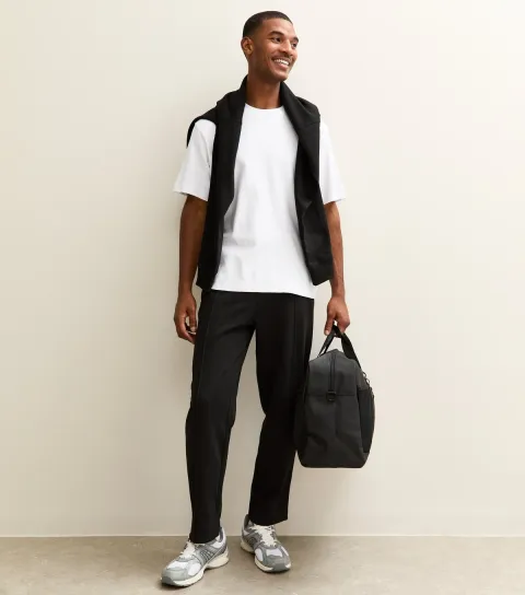 Black Regular Pintuck Jersey Straight Leg Joggers