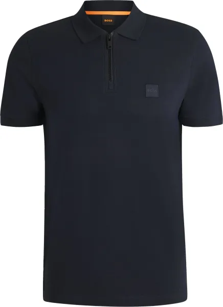 BOSS Passerzip Half Zip Polo Shirt Navy Dark Blue Blue maat 3XL