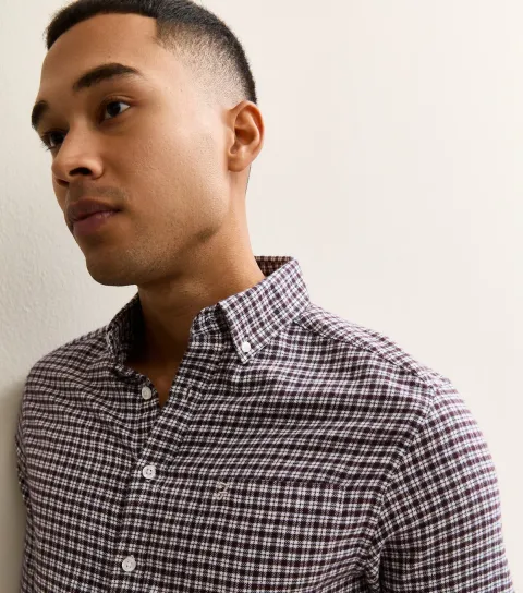 Dark Burgundy Regular Cotton Check Shirt