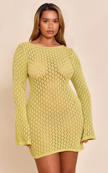 Shape Lime Crochet Mini Dress