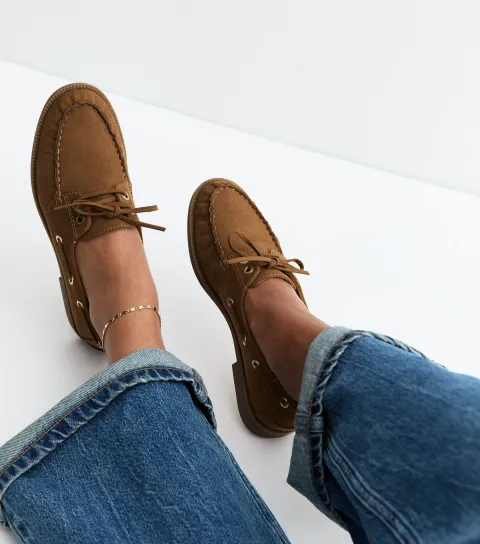 Tan Brushed Faux Leather Lace Up Loafers Vegan