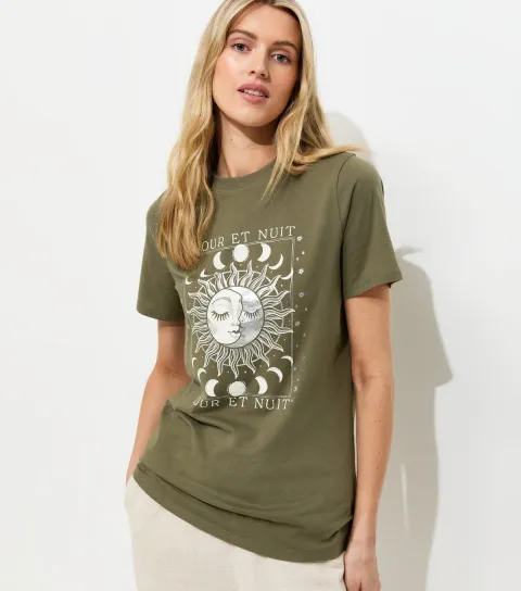Tall Green Cotton Mystic Print Relaxed T-Shirt