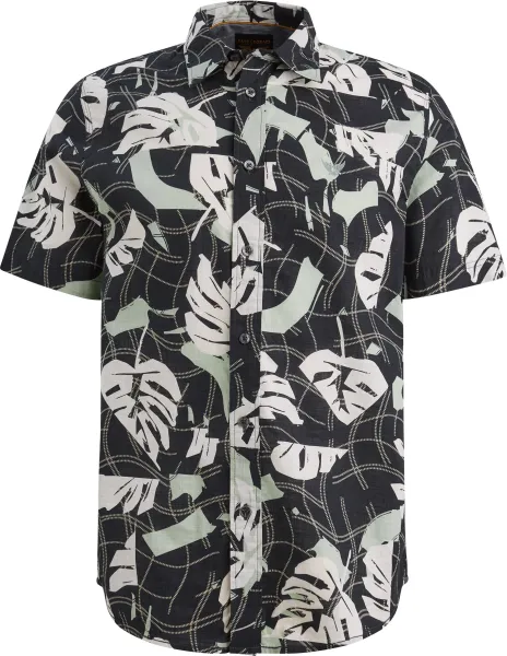 PME Legend Short Sleeve Shirt Print Carbon Dark Blue Blue maat 3XL