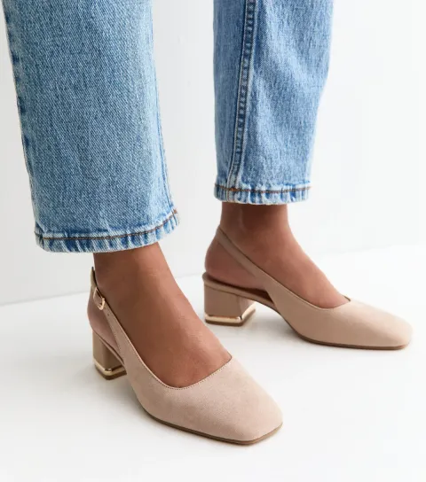 Light Brown Faux Suede Slingback Pumps Vegan