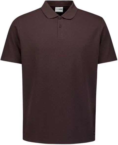 No Excess Knitted Polo Shirt Structure Brown maat 3XL