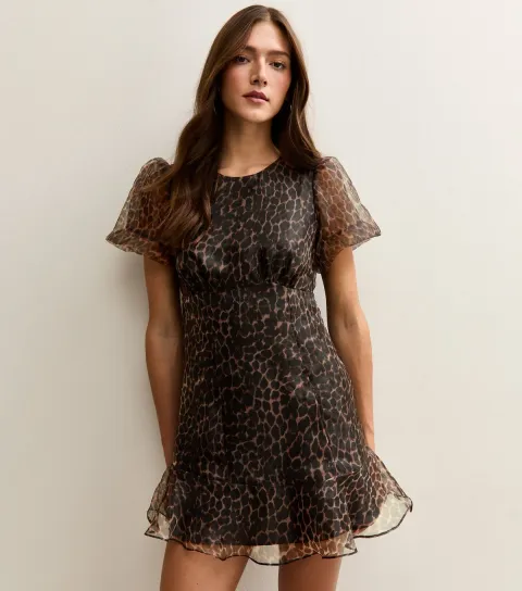 Black Organza Frill Hem Mini Dress